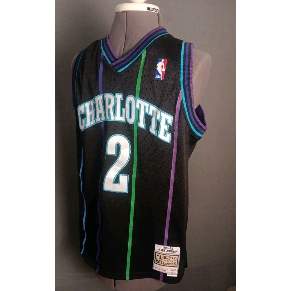Larry Johnson Charlotte Hornets 1992-93 HWC RELOAD Swingman Jersey Youth LG 16yr